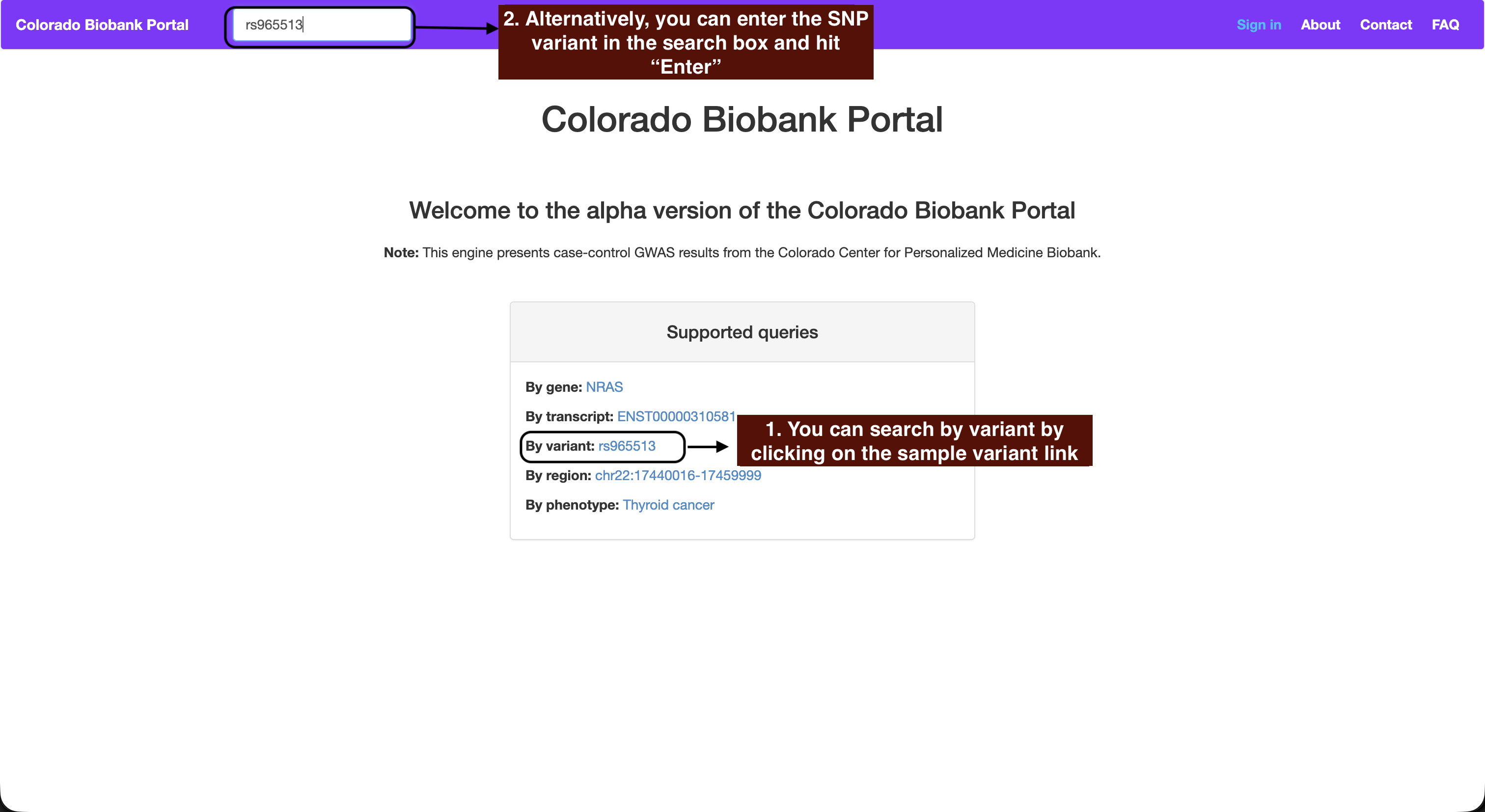 Entering an rsID
